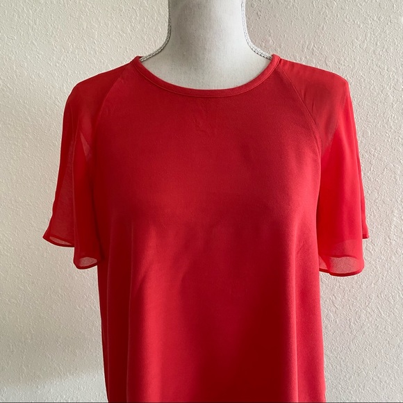AX Salmon Short Flowy Sleeve Blouse Size M - Picture 2 of 6
